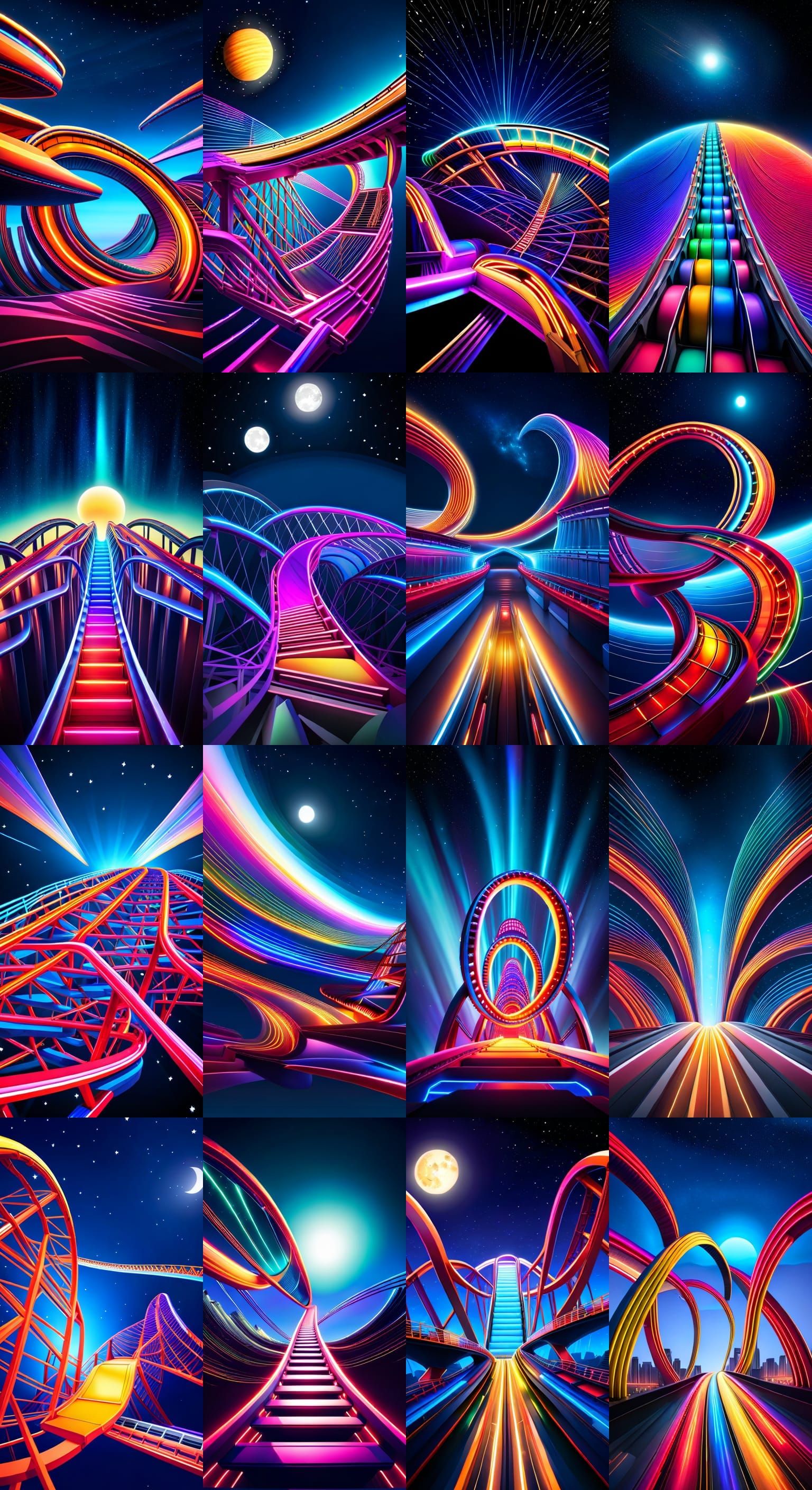 Astral Roller Coaster in Glitchcore Style