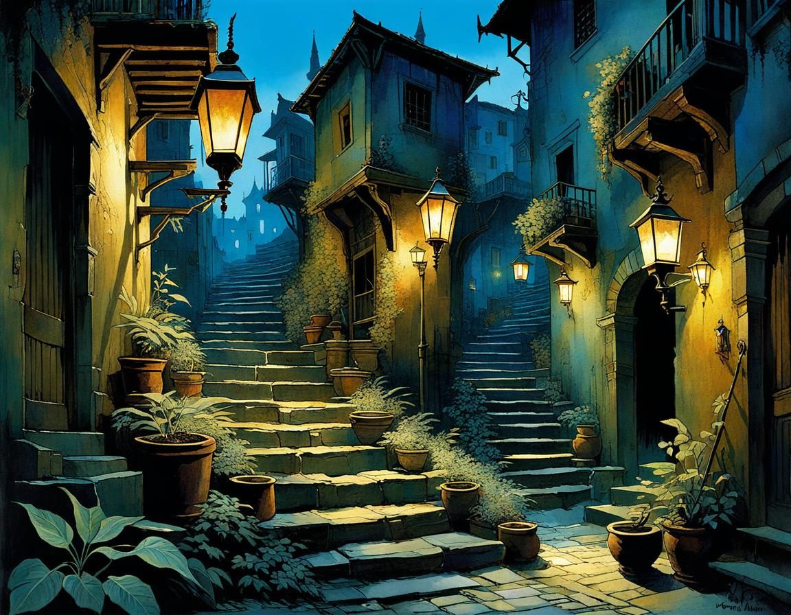 Ancient backalley at nightII