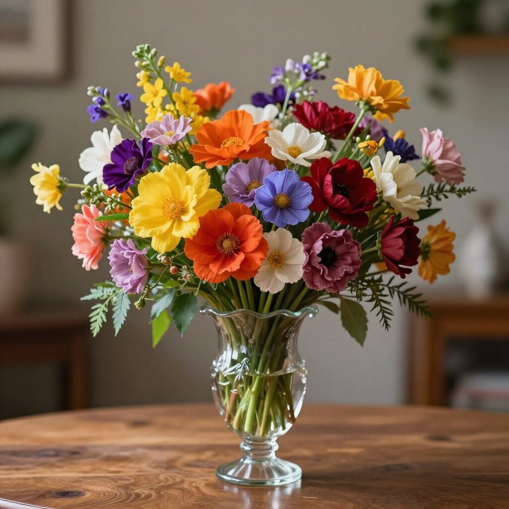 Vibrant Flower Bouquet in Ornate Vase