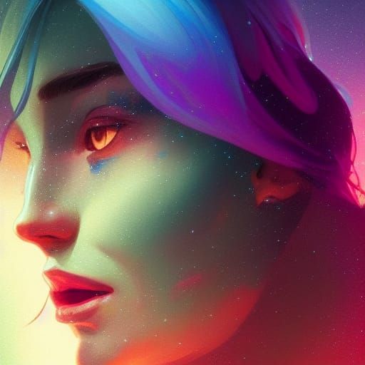 Aurora Borealis Portrait in Art Nouveau Style