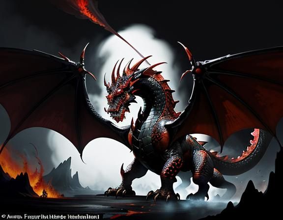 Fiery Dragon in Dynamic Fantasy Art Style
