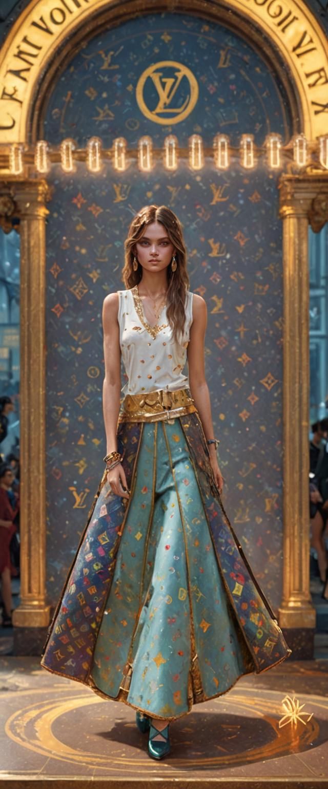 Louis Vuitton Model Portrait in Art Nouveau Style