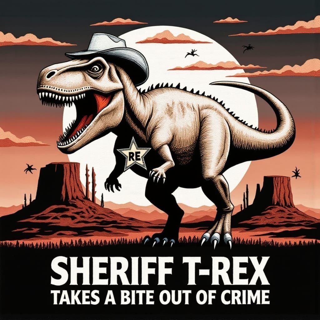 Sheriff T-Rex First Evolve with Stone Age Silhouette LORA