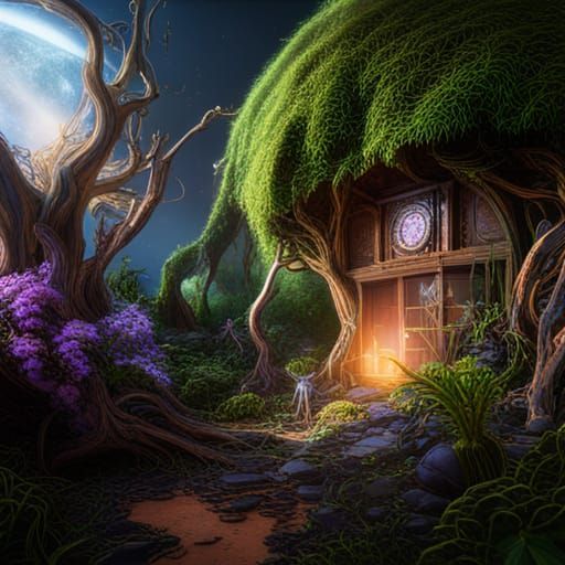 Galactic Spiderweb Network: A Fantastical Detailed Painting