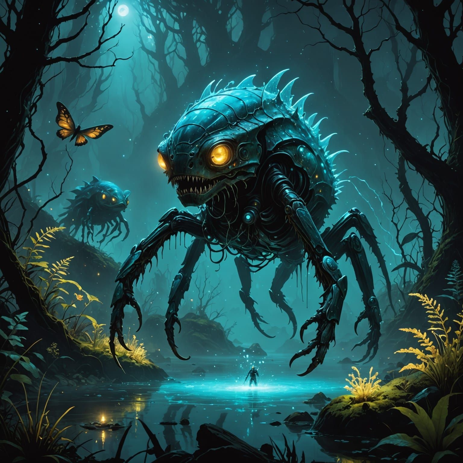 A Neoist Bioluminescent Dreamscape Creature Emerges