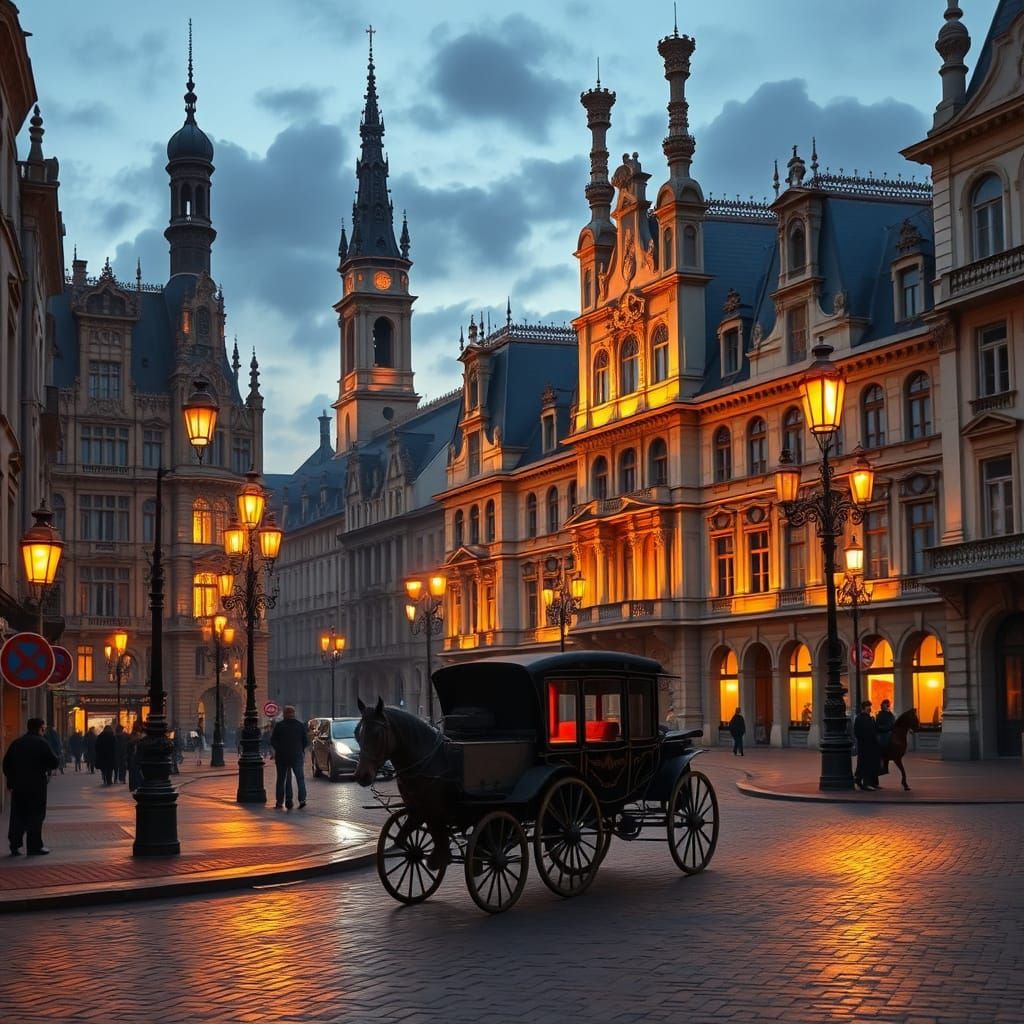 Elegant 18th-Century European City at Golden Hour