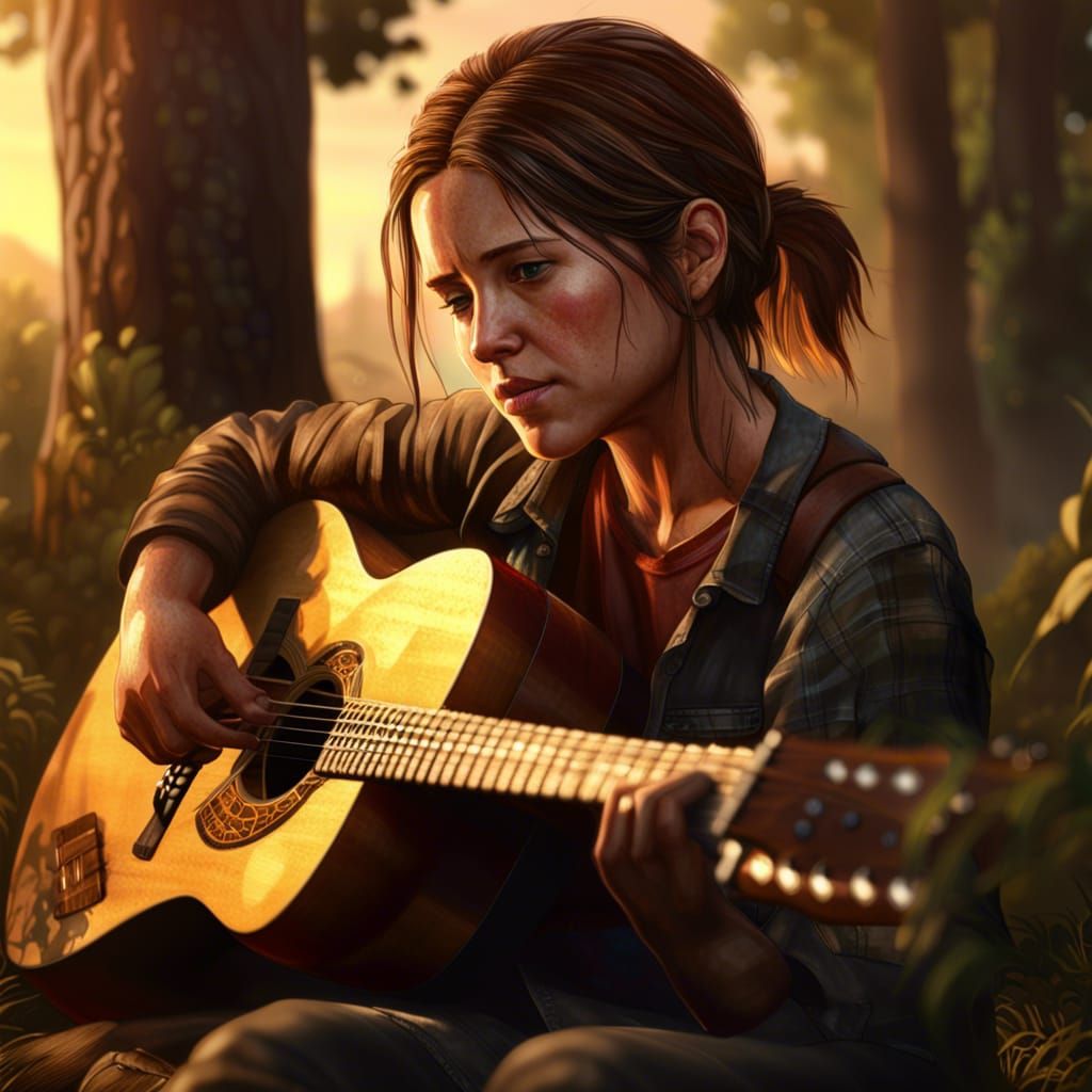 Ellie from The Last of Us 2 Guitar Portrait