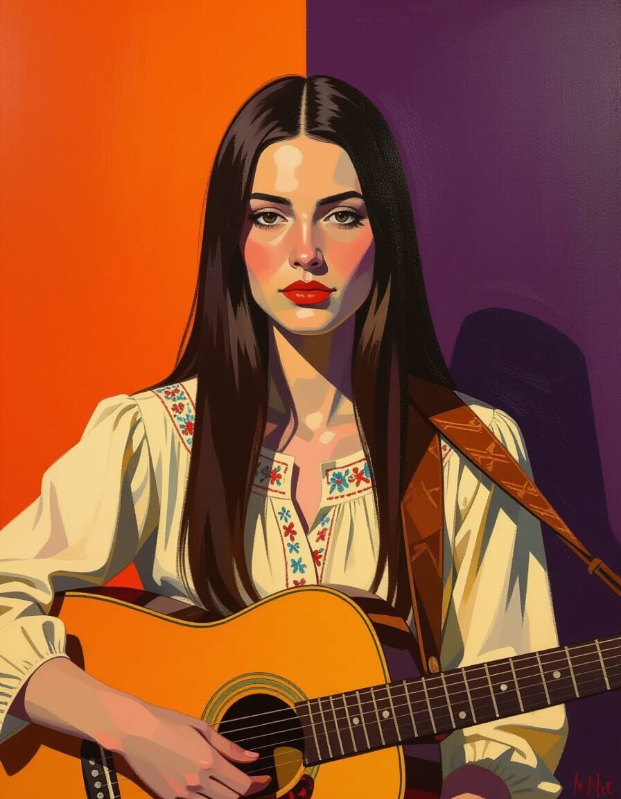 Expressionist Portrait of a Folk Singer