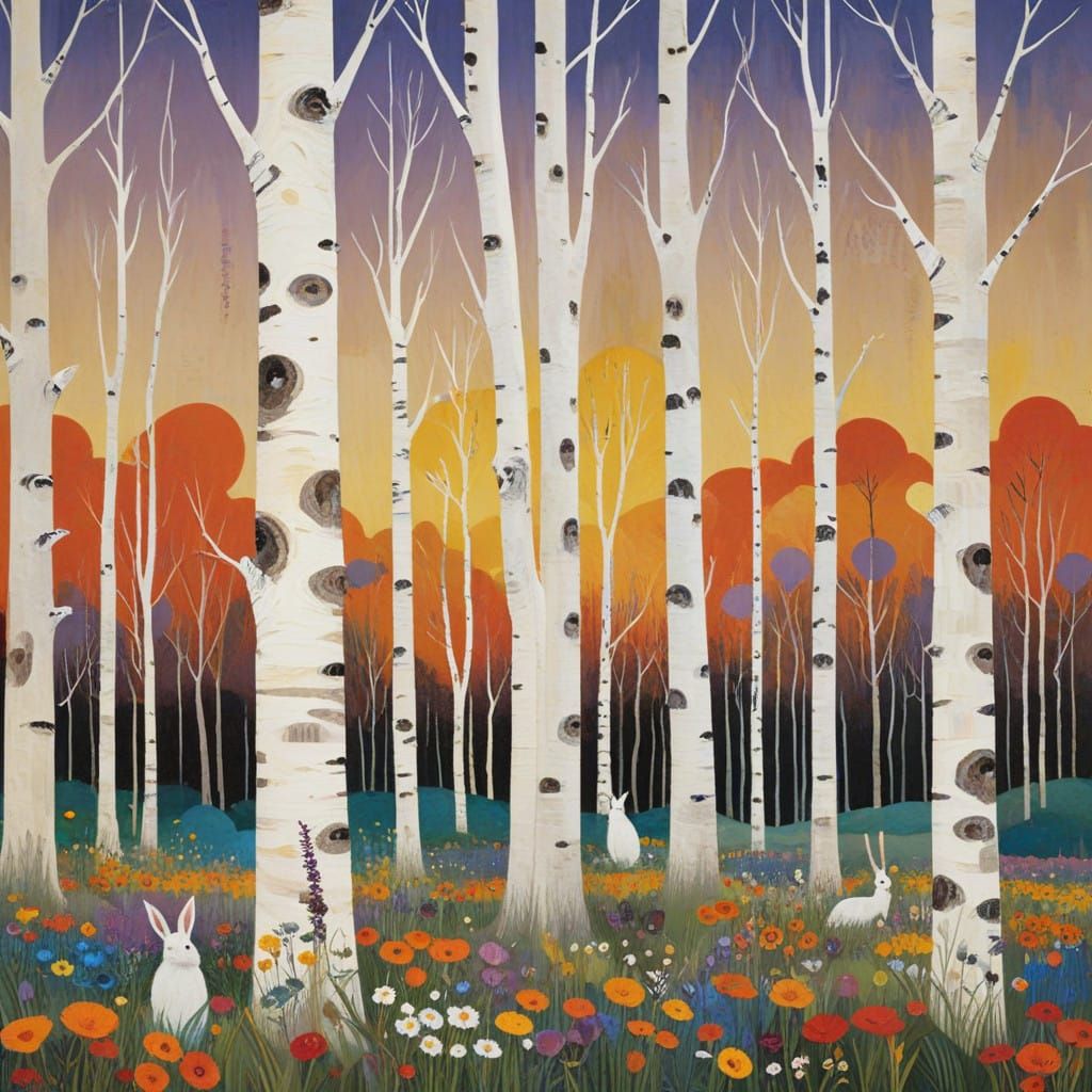 Enchanting Forest Creatures Emerge from Whimsical Birch Tree...
