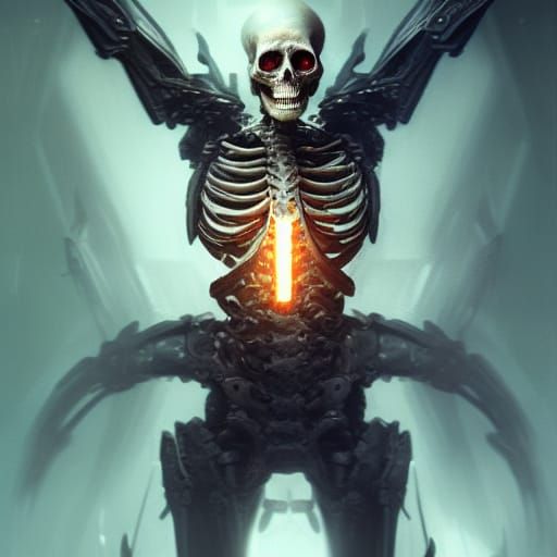 Amitabh Bachan as Cyborg Skeleton in Dark Fantasy Art