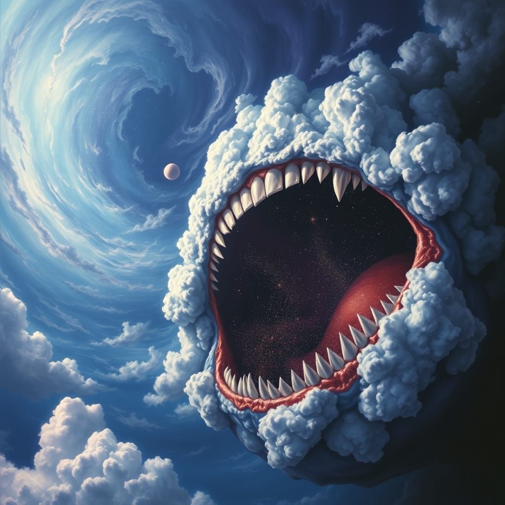 Cosmic Sky Mouth Unleashes Stars in Anguished Scream