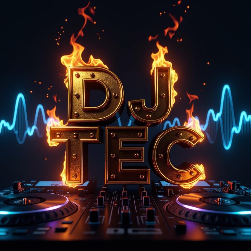 Dj Tec 3D Logo Animation with Flames and Sound Waves