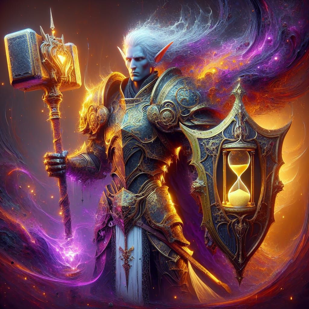 Elf Cleric in Full Plate Armor: Dark Fantasy Art