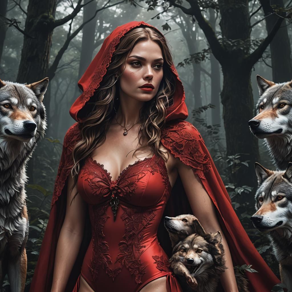 Red Riding Hood: Hyperrealistic High-Fashion Portrait