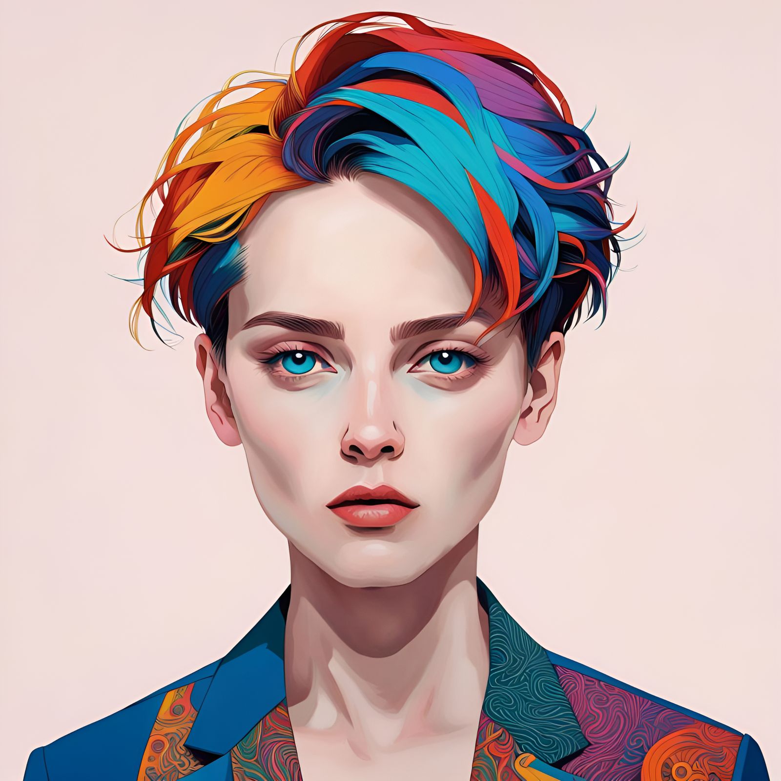 Androgynous Woman Portrait in Pop Street Minimalism