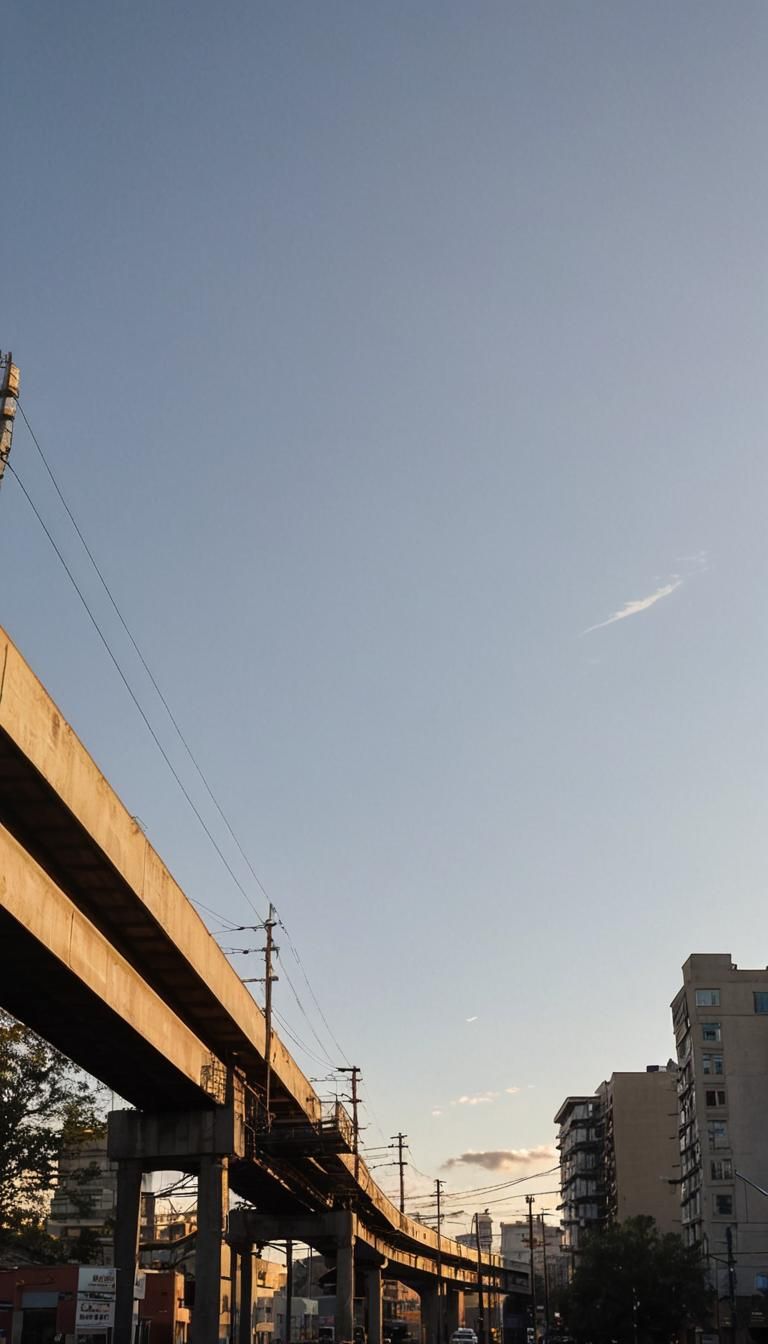 Golden Hour Urban Overpass in Cel-Shaded Style