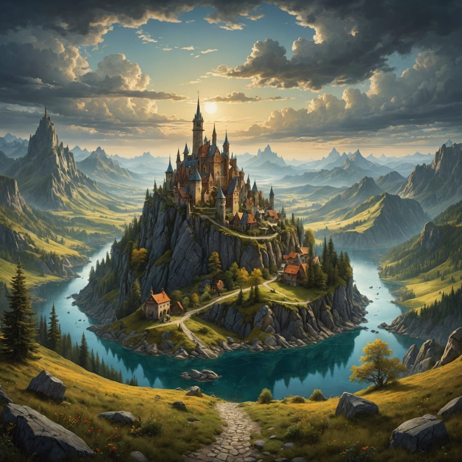 Fantastic Kingdom: Mystical Landscape in Acrylic Watercolor ...