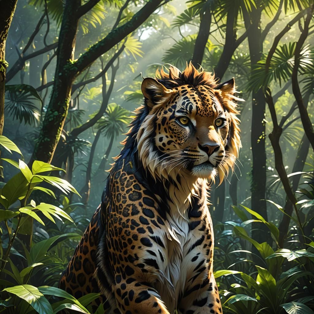Jaguar in a Tropical Forest, 3D Anime Art