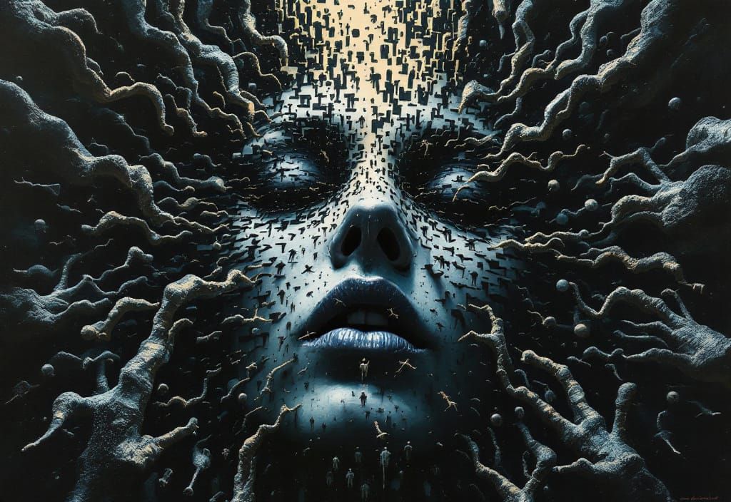 AI Image of Mental Disintegration with Visual Interference