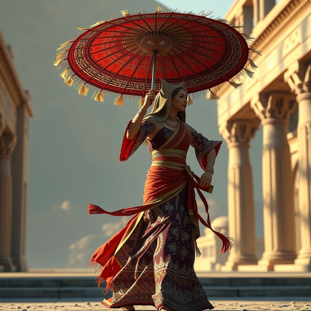 Iranian Dancer in Ancient Persepolis, 3D Game Art