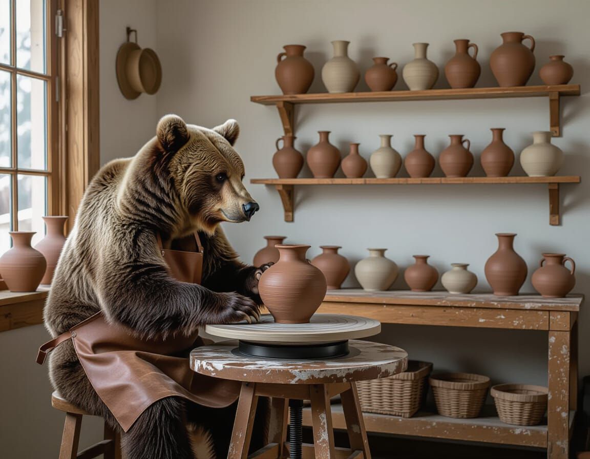 Off-duty grizzly gets creative