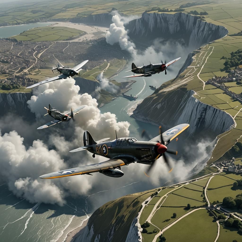 WWII Dogfight Over Dover: Epic Digital Matte Painting