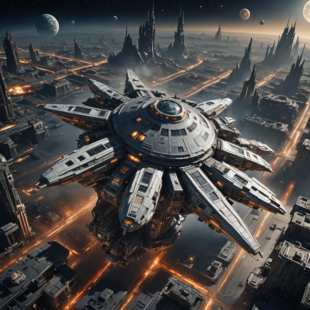 Futuristic Starliner City in Chris Foss Style