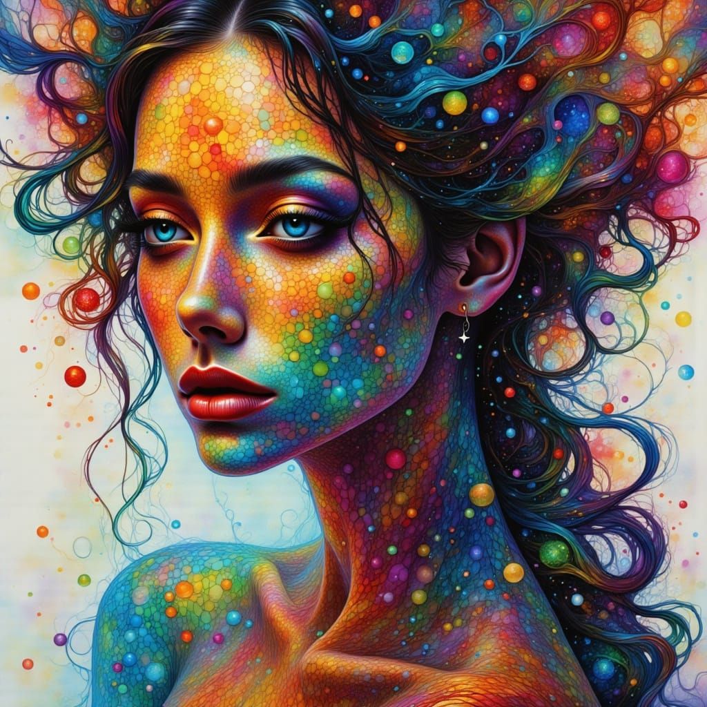 Surreal Female Figure in Alcohol Ink Art Style