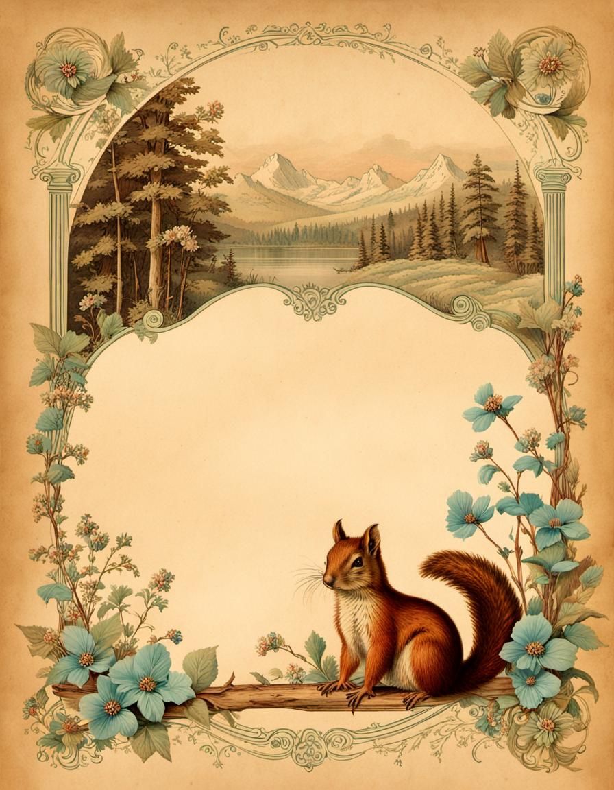 Vintage Sepia Stationery with Forest Letterhead