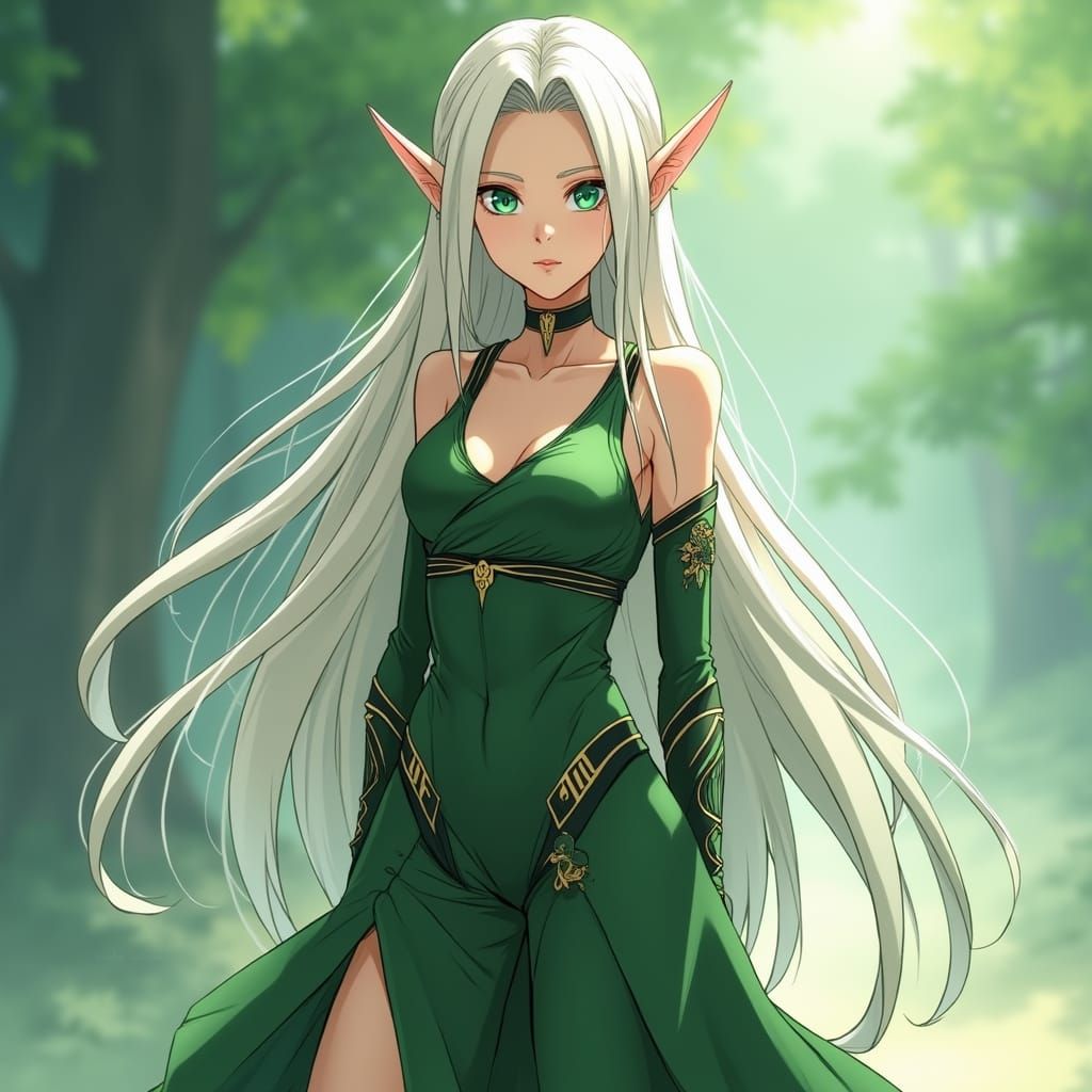 Elegant Female Elf in Studio Trigger-Inspired Aesthetic