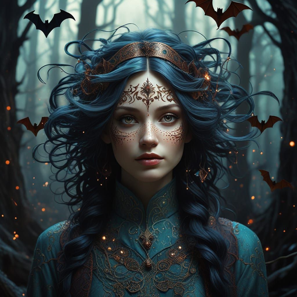 Whimsical Goddess in Copper Hued Twilight