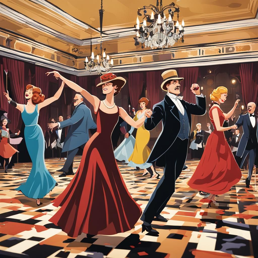 Cluedo Characters Dancing in the Ballroom