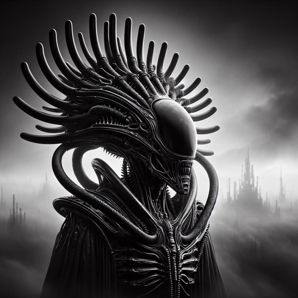 Cybernetic Horror Figure in Gigeresque Dark Fantasy Style