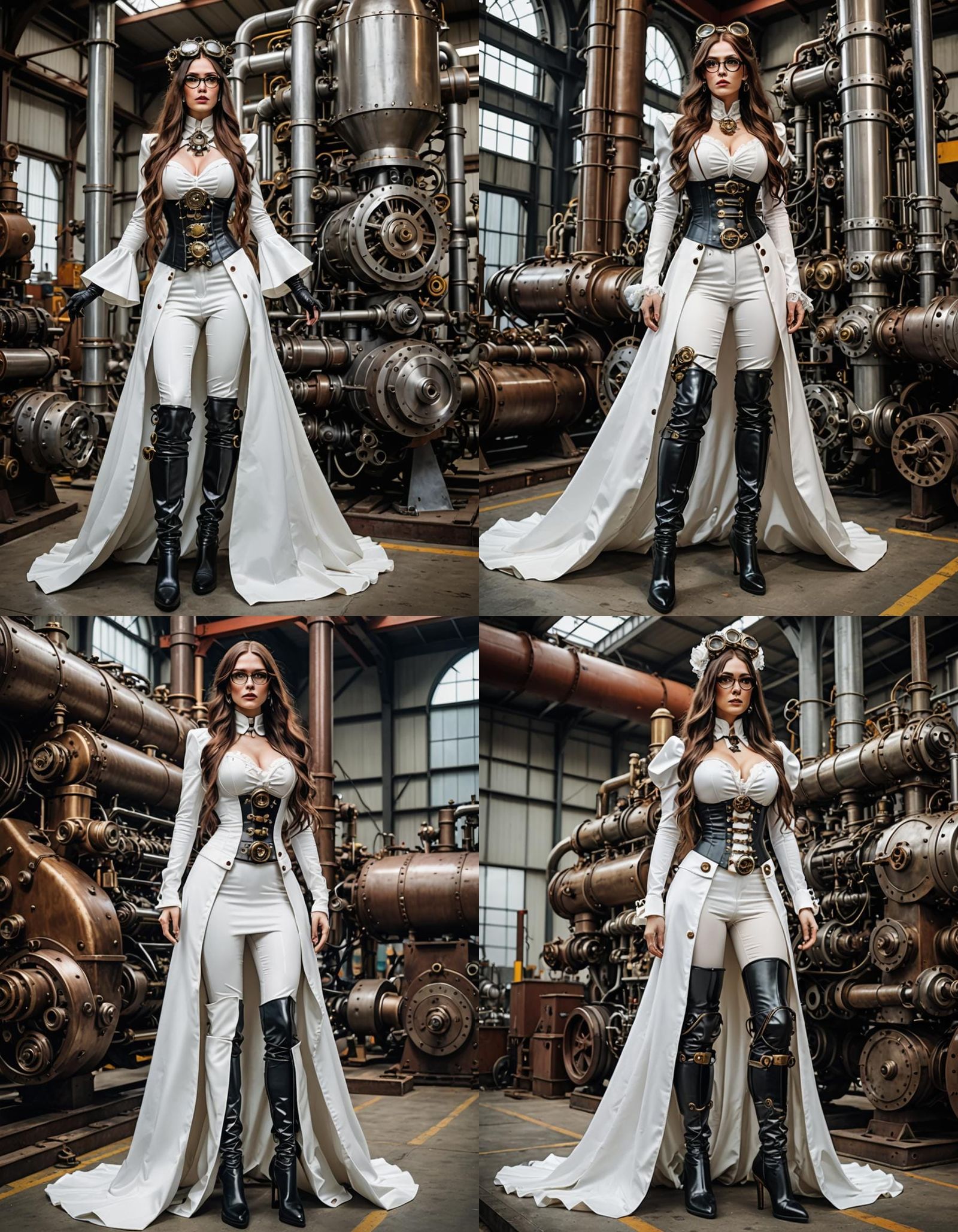 Steampunk Bride in Latex Dress with Engine