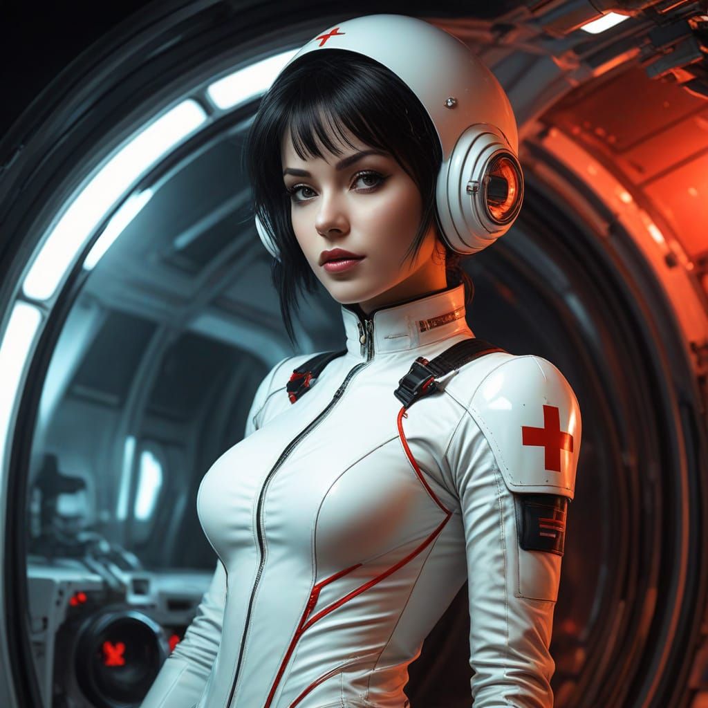Space Nurse in Chiaroscuro Chic