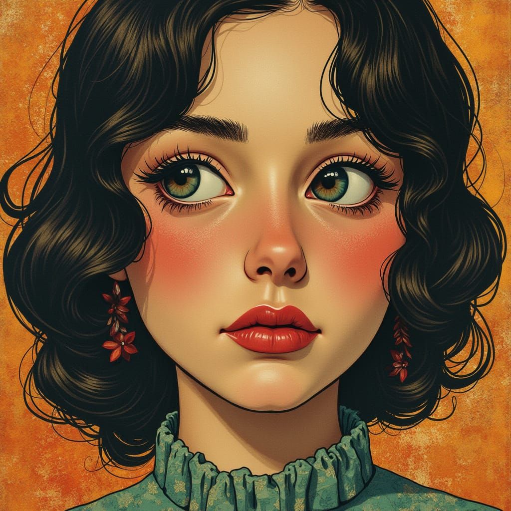 Soulful Stare in Rotoscoped Découpage Landscape