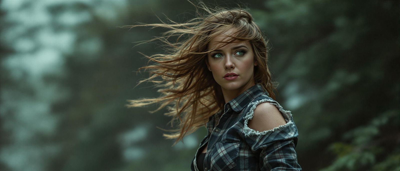 Ethereal Fantasy Woman in Film Noir-Inspired Cinematic Portr...