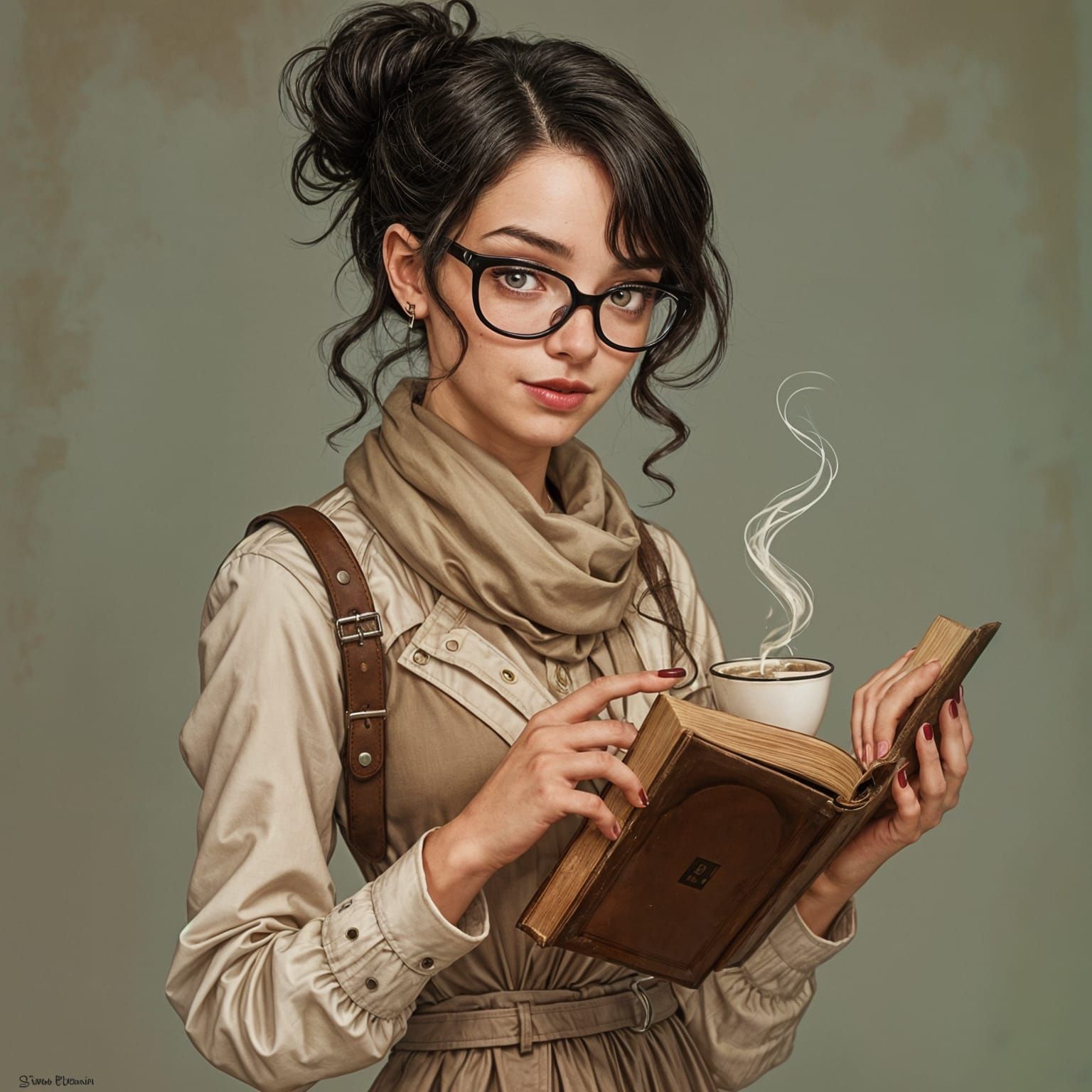 Elegant Vampire Maiden in Academic Attire