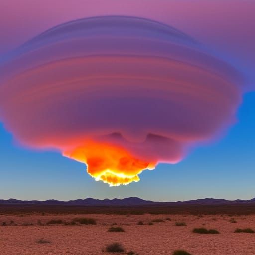 Sapphire Mushroom Cloud Over Desert Sunset