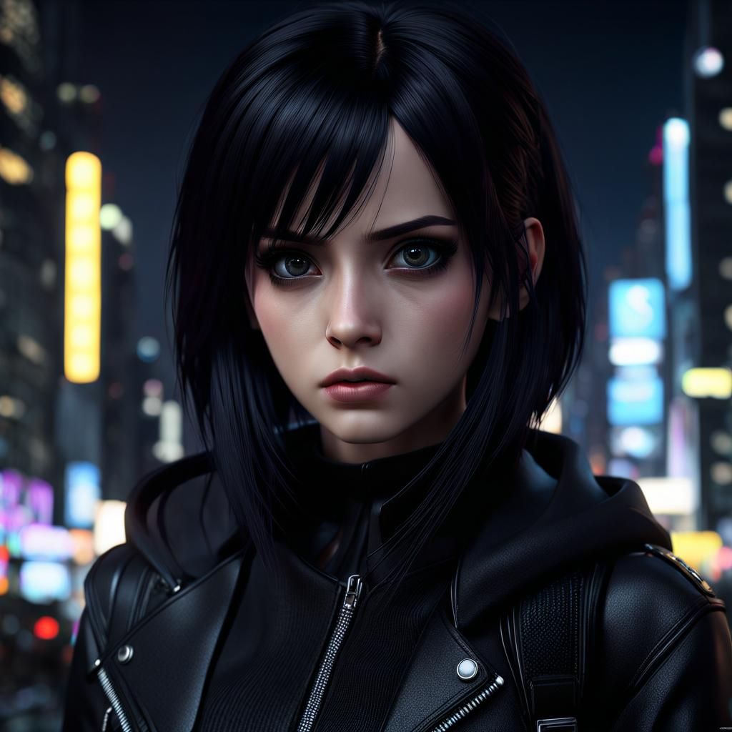 Emo Girl Portrait in Photorealistic Style