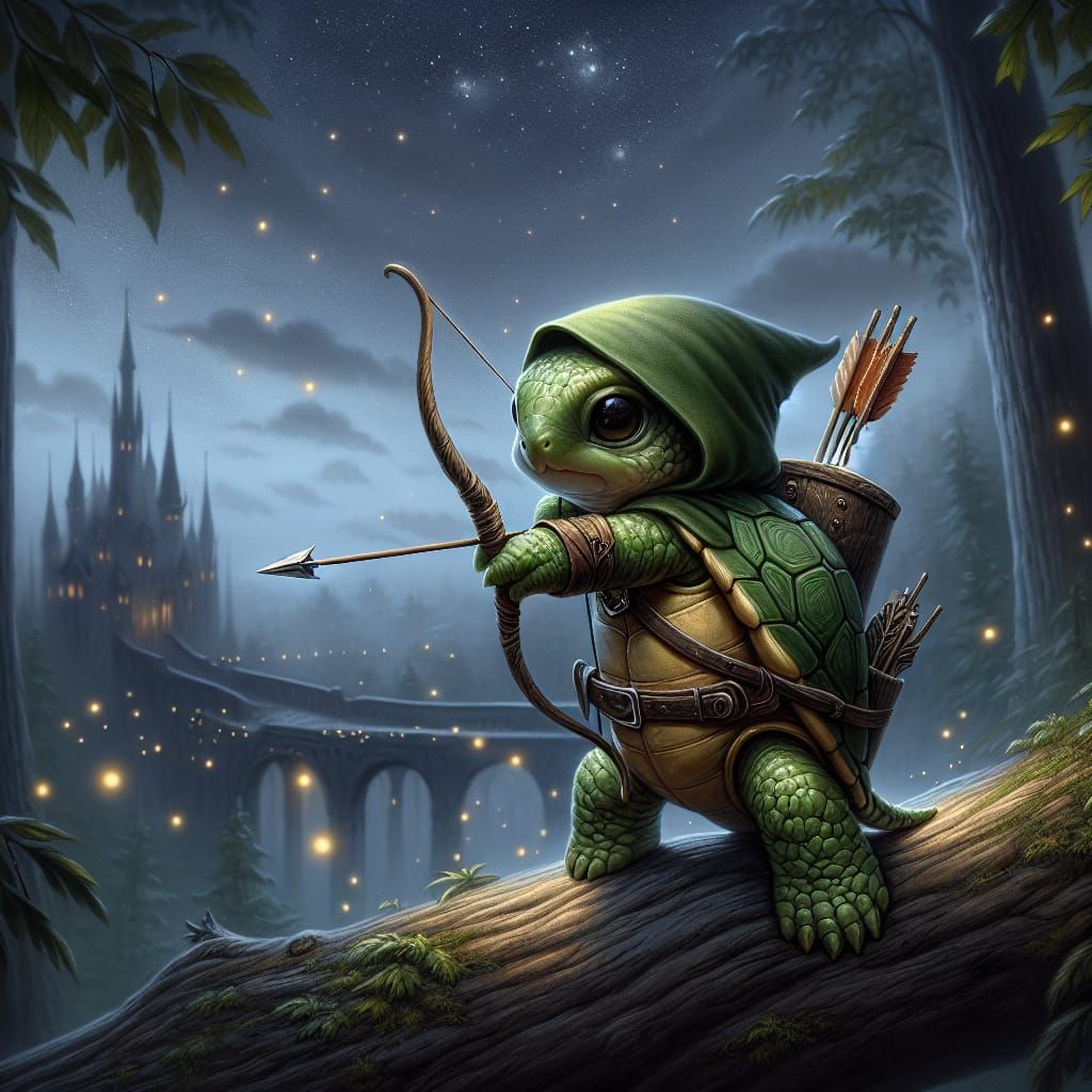 Turtle Robin Hood in Matte Oil Style