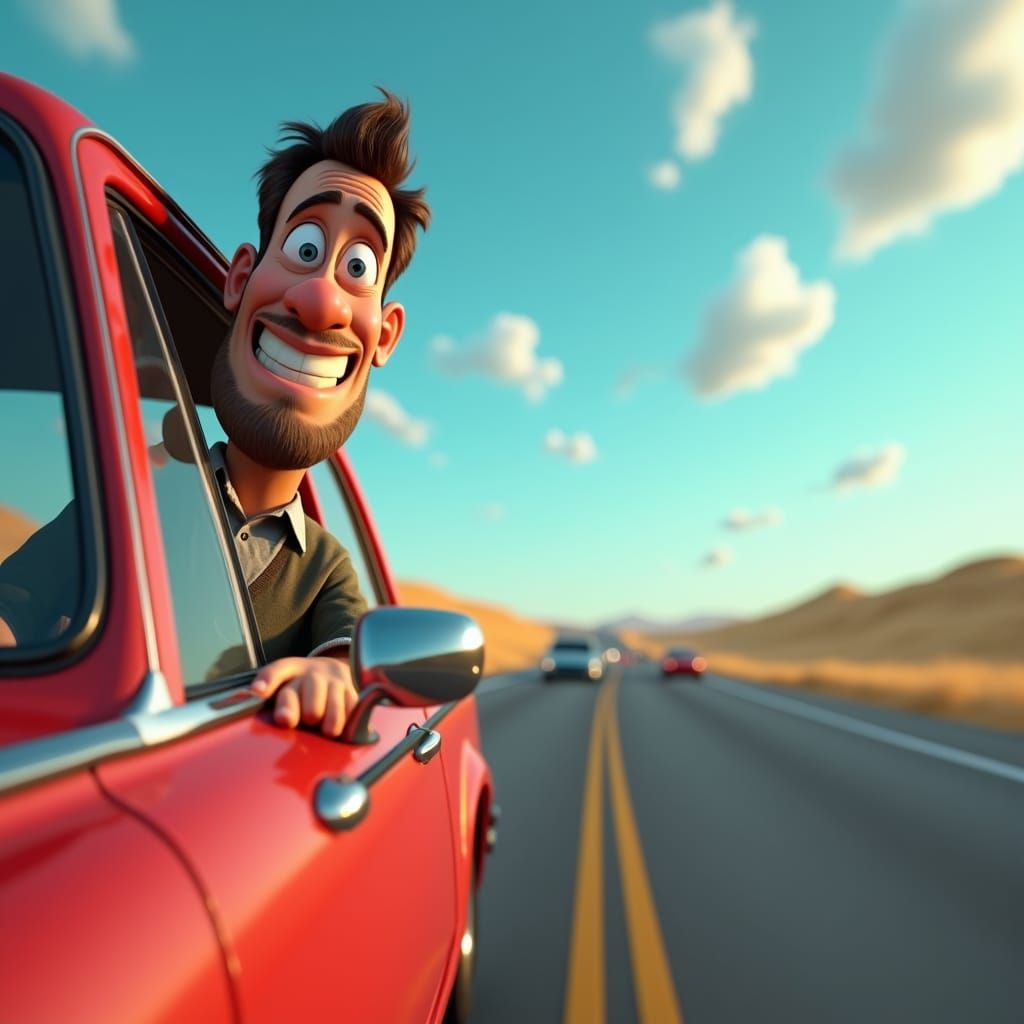 Humorous 3D Art of a Rush Hour Traffic Starter