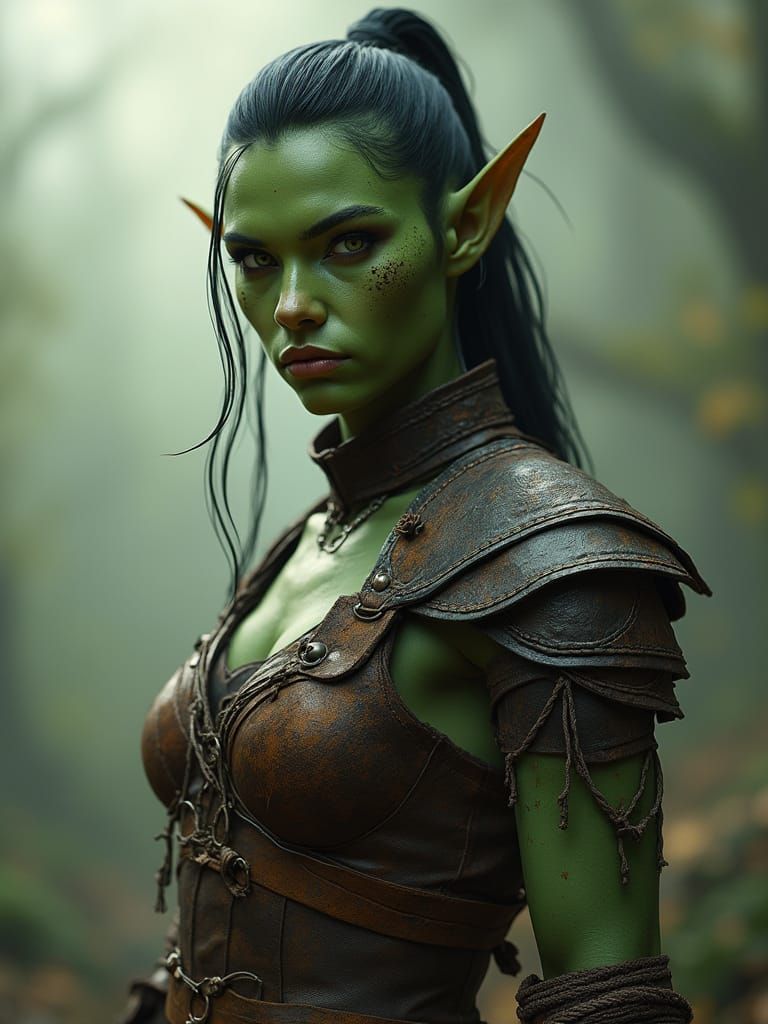 Ethereal Orc Warrior Woman in Cinematic Realism