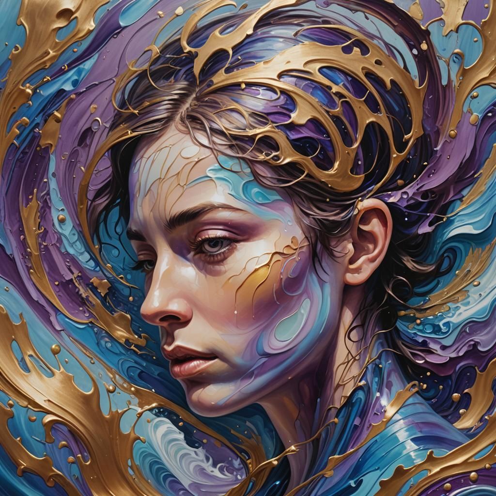 Surreal Person Overwhelmed by Sound Waves