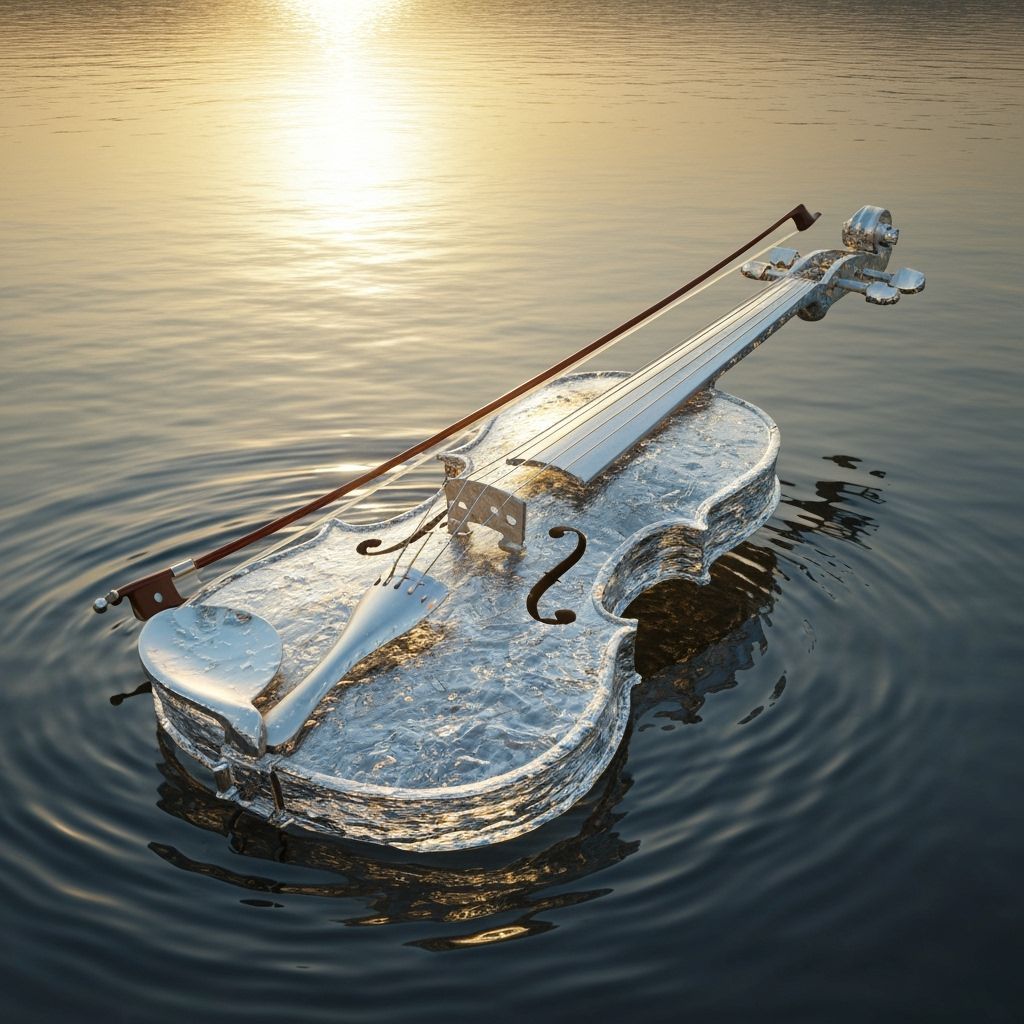 Crystal Water Violin Serenades Sunset on Calm Lake