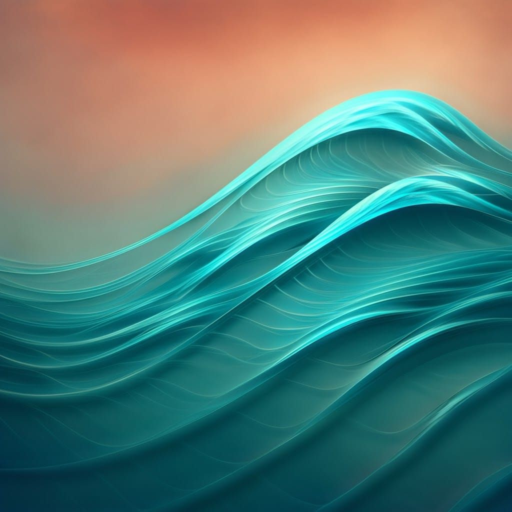 Turquoise Ocean Waves in Abstract Expressionist Style