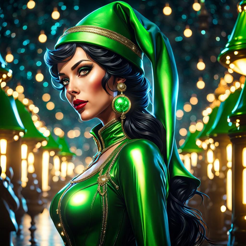 Beautiful Christmas Elf Portrait in Fantasy Art Style