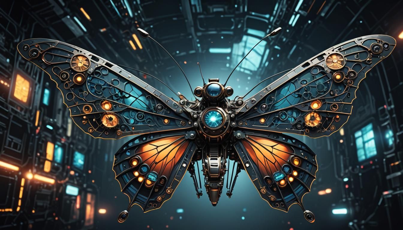 Technological Butterfly and Helicopter in Dark Fantasy