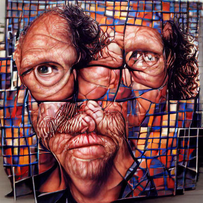 Close-Up Portrait in Pointillist Style