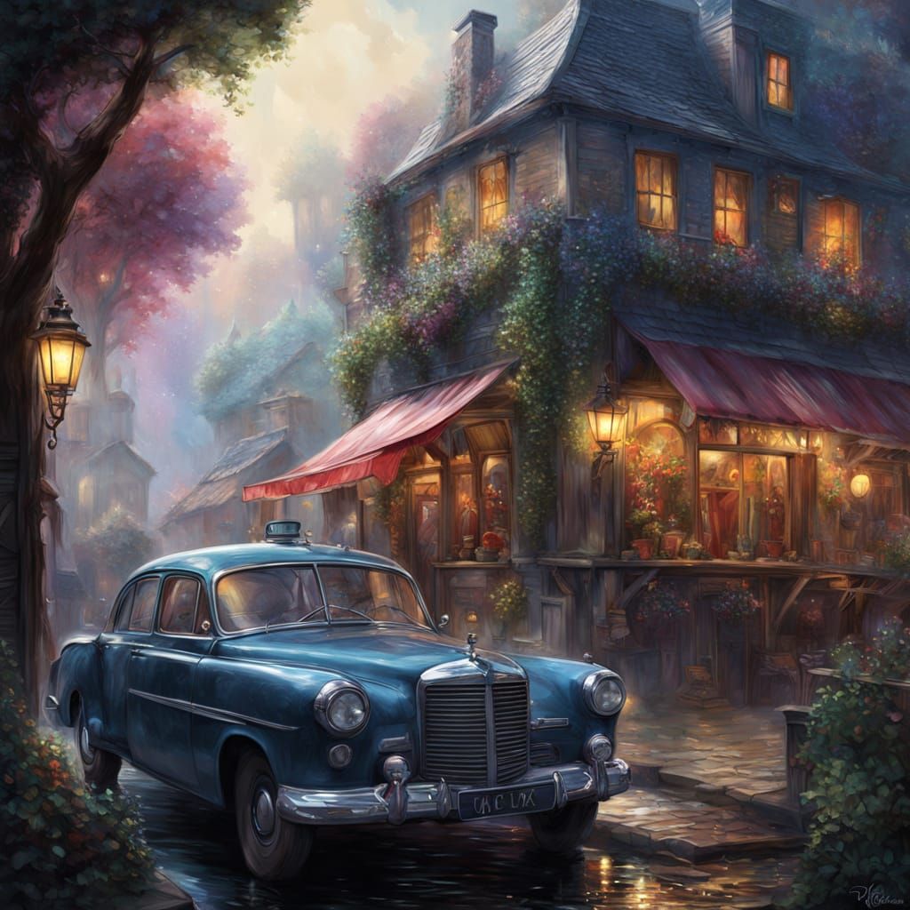 Rustic Dining Room in Ethereal Impressionist Style